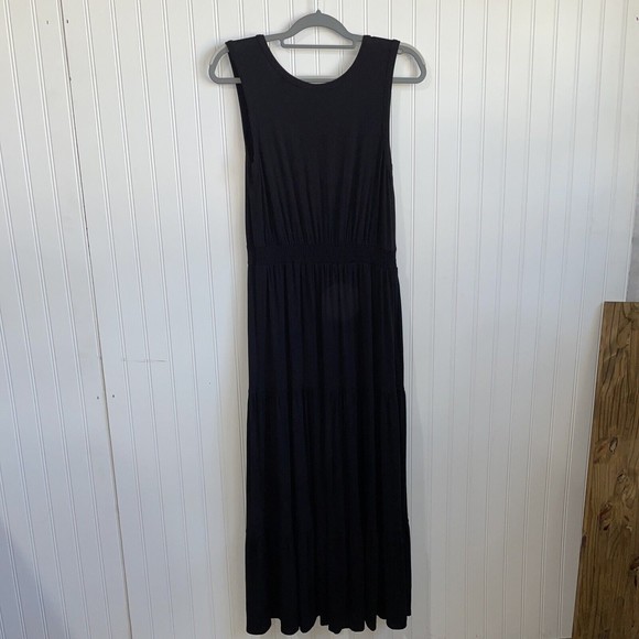 VERSONA Womens Small Black Maxi Tank Tiered Dress Minimalist Boho Peasant - Picture 2 of 13